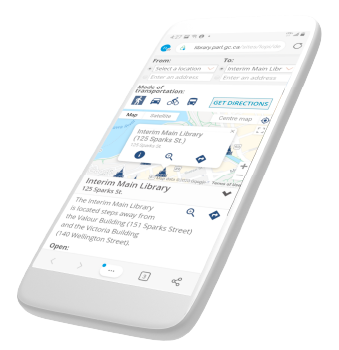 Image of the interactive map of the Library&rsquo;s branches on a smartphone