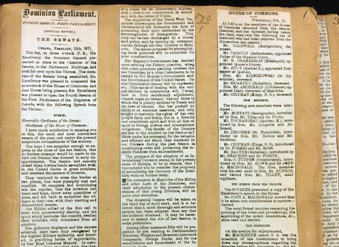 Picture of the spine of the Scrapbook Debates of the Parliament of Canada