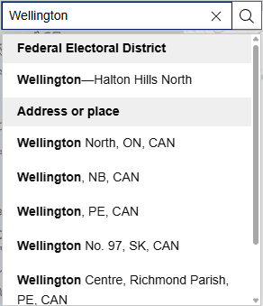 Partial image of an address search.