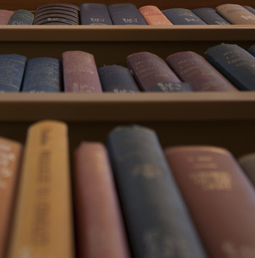 Historical books on a shelf