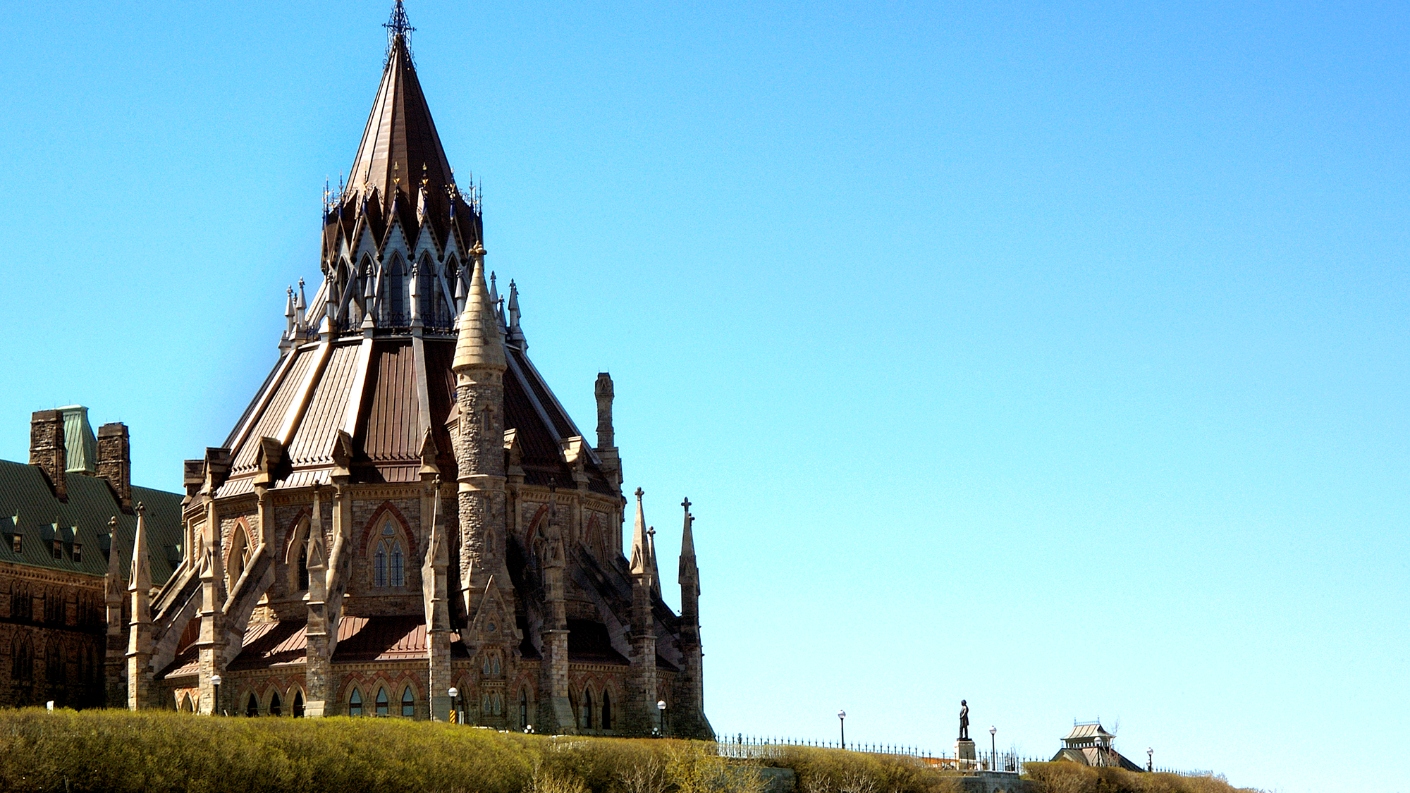 Exterior view of the Library of Parliament.